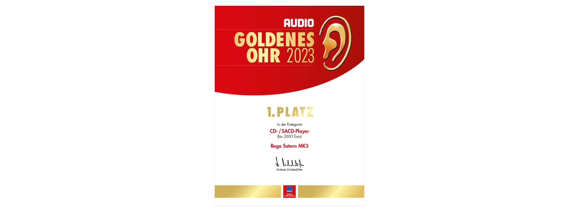 Audio | Goldenes Ohr 2023 | 1. Platz für REGA Saturn MK3