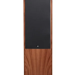Fyne Audio Standlautsprecher F703SP, frontal abgebildet mit Abdeckung, Walnuss natur