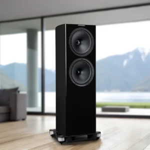 Fyne Audio Standlautsprecher F704SP vor Ambiente Wohnumgebung