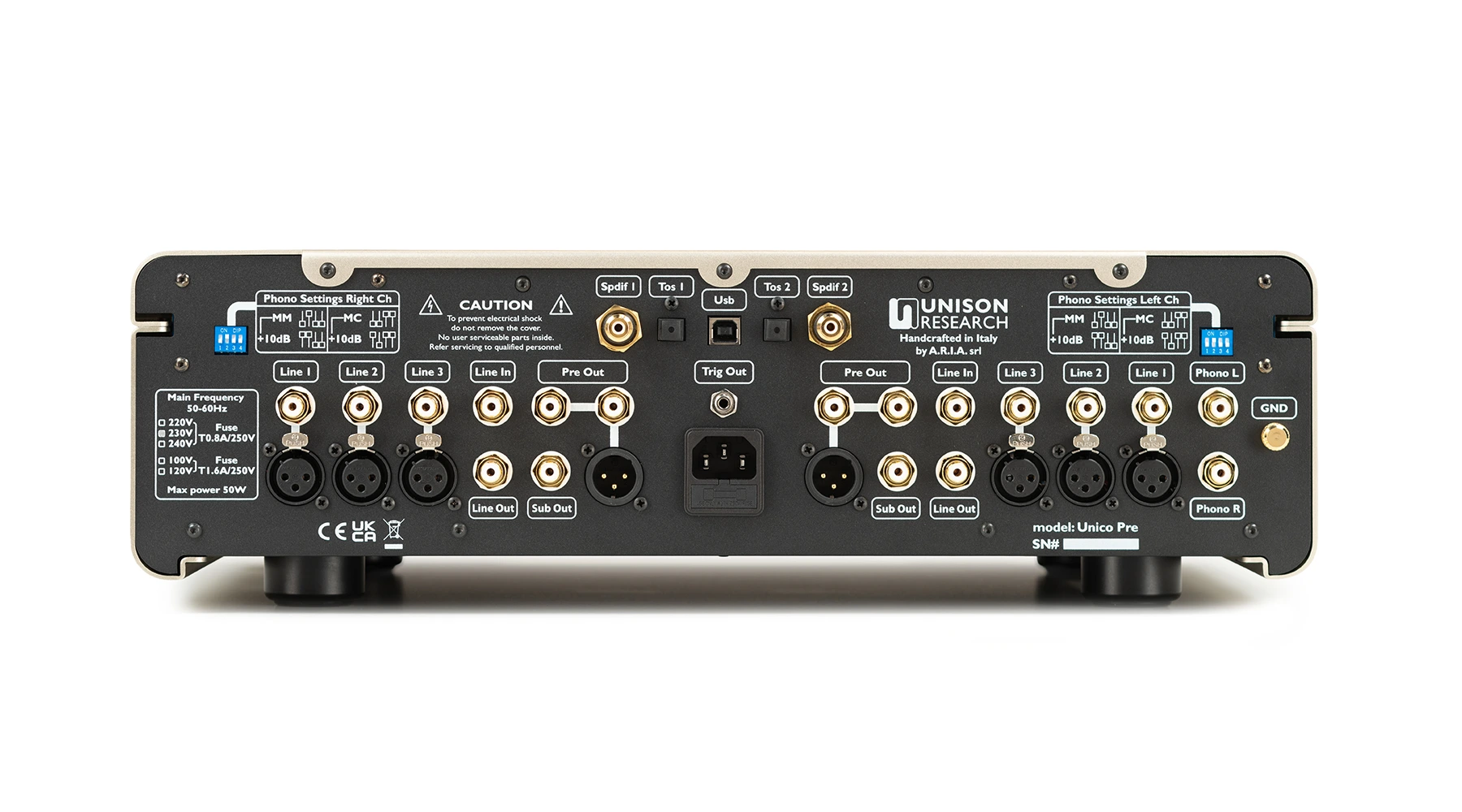 Unison Unico PRE Vorverstärker gold, back