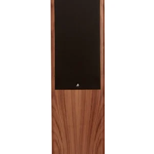 Fyne Audio Standlautsprecher F702SP, frontal abgebildet mit Abdeckung, Walnuss natur