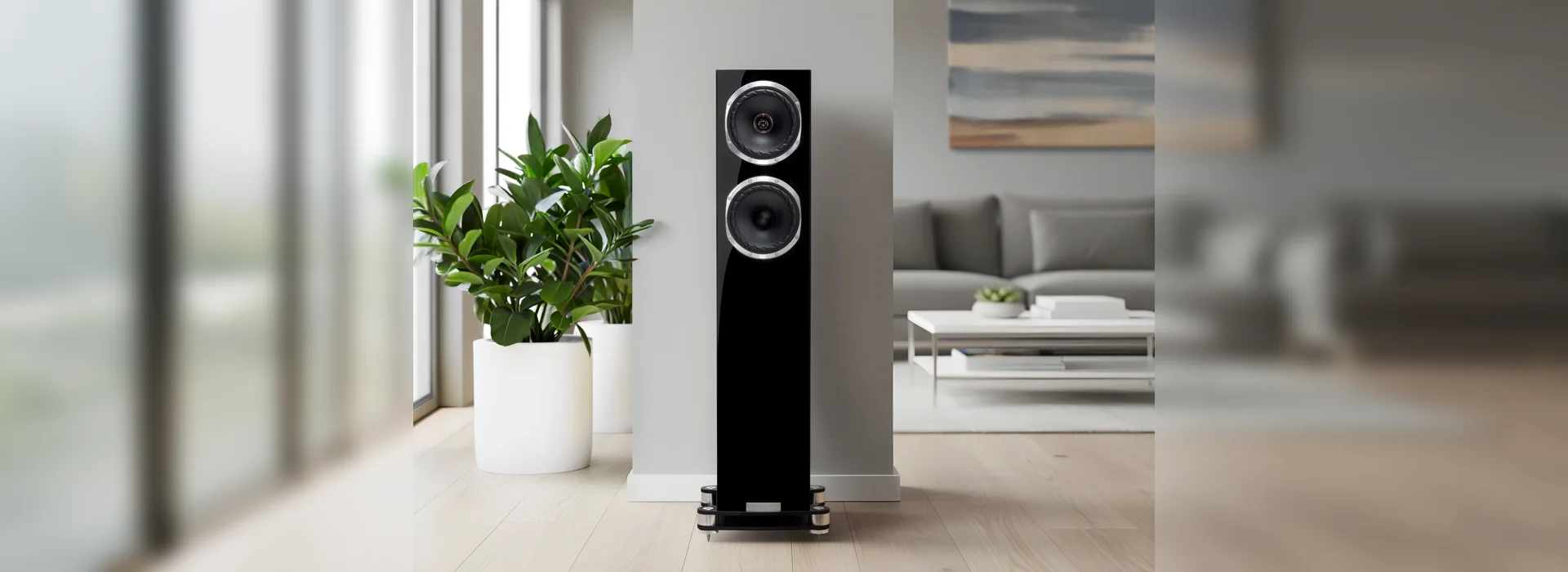 Fyne Audio F501SP Hochglanz Schwarz in Wohnumgebung
